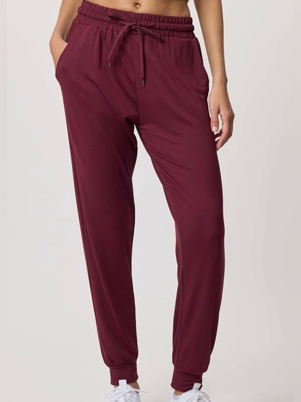 Women's Lightweight Jogger Sweatpants with Pockets - Maroon, Navy, Black - Picture 3 of 10
